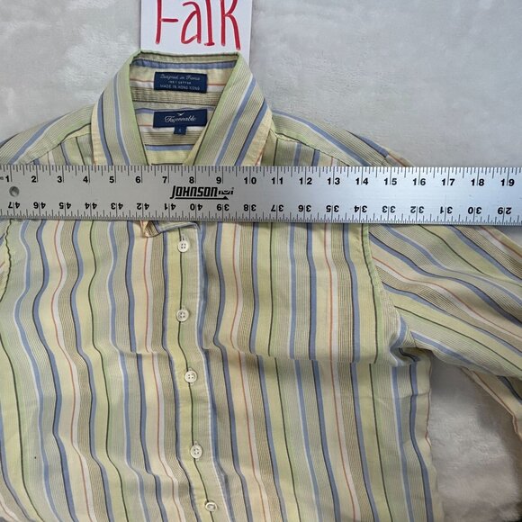 Faconnable Womens Striped Button-Down Shirt Small Long Sleeve 100% Cotton Yellow - Picture 5 of 8